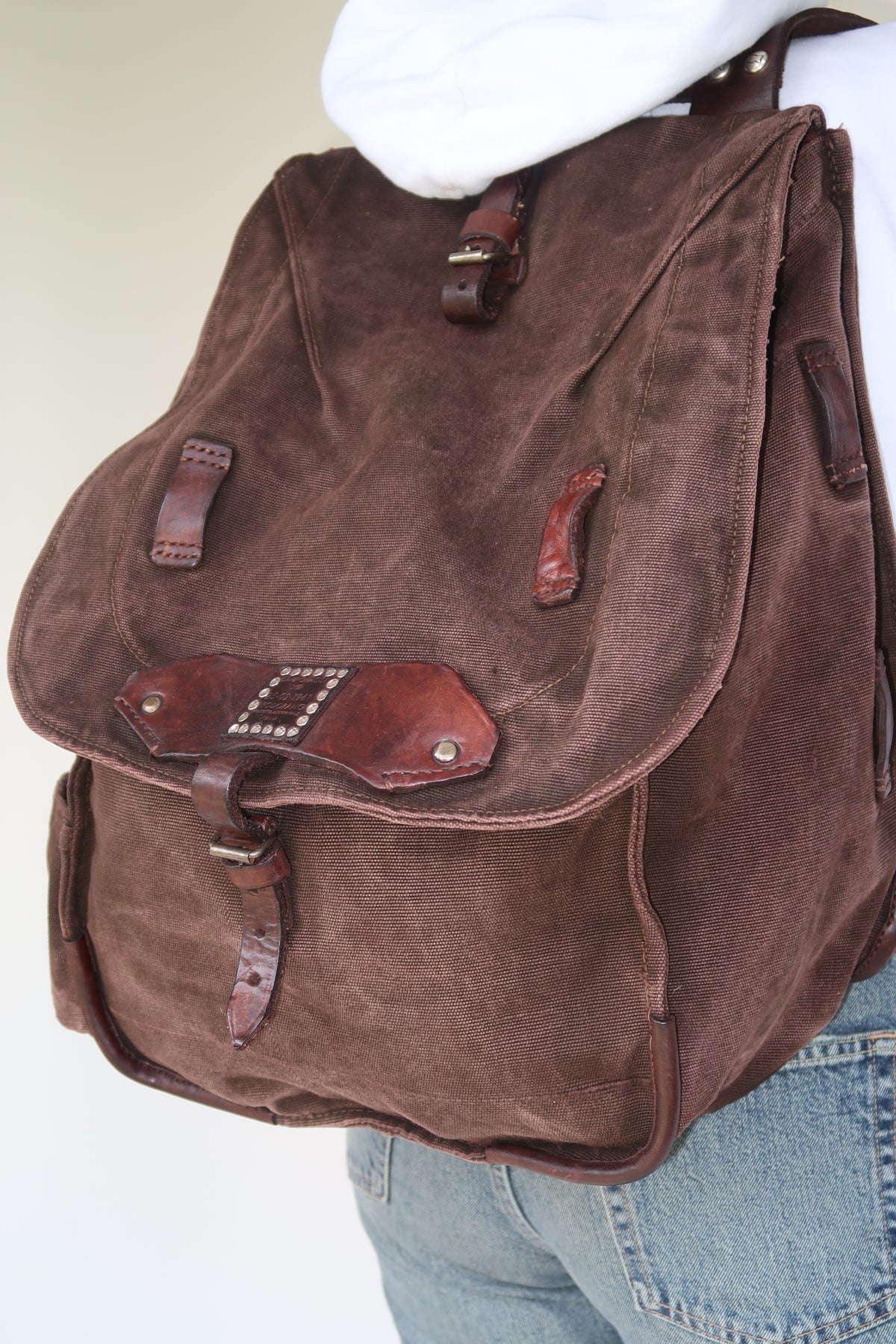 BACKPACK CANVAS MILITARY+BROWN