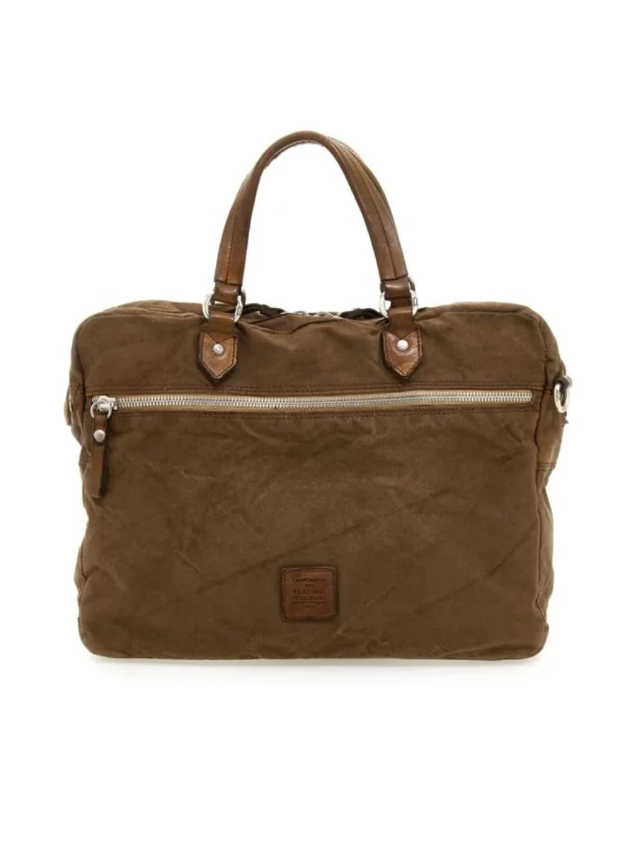 BRIEFCASE LEATHER+FABRIC MILITARY+MILTRY