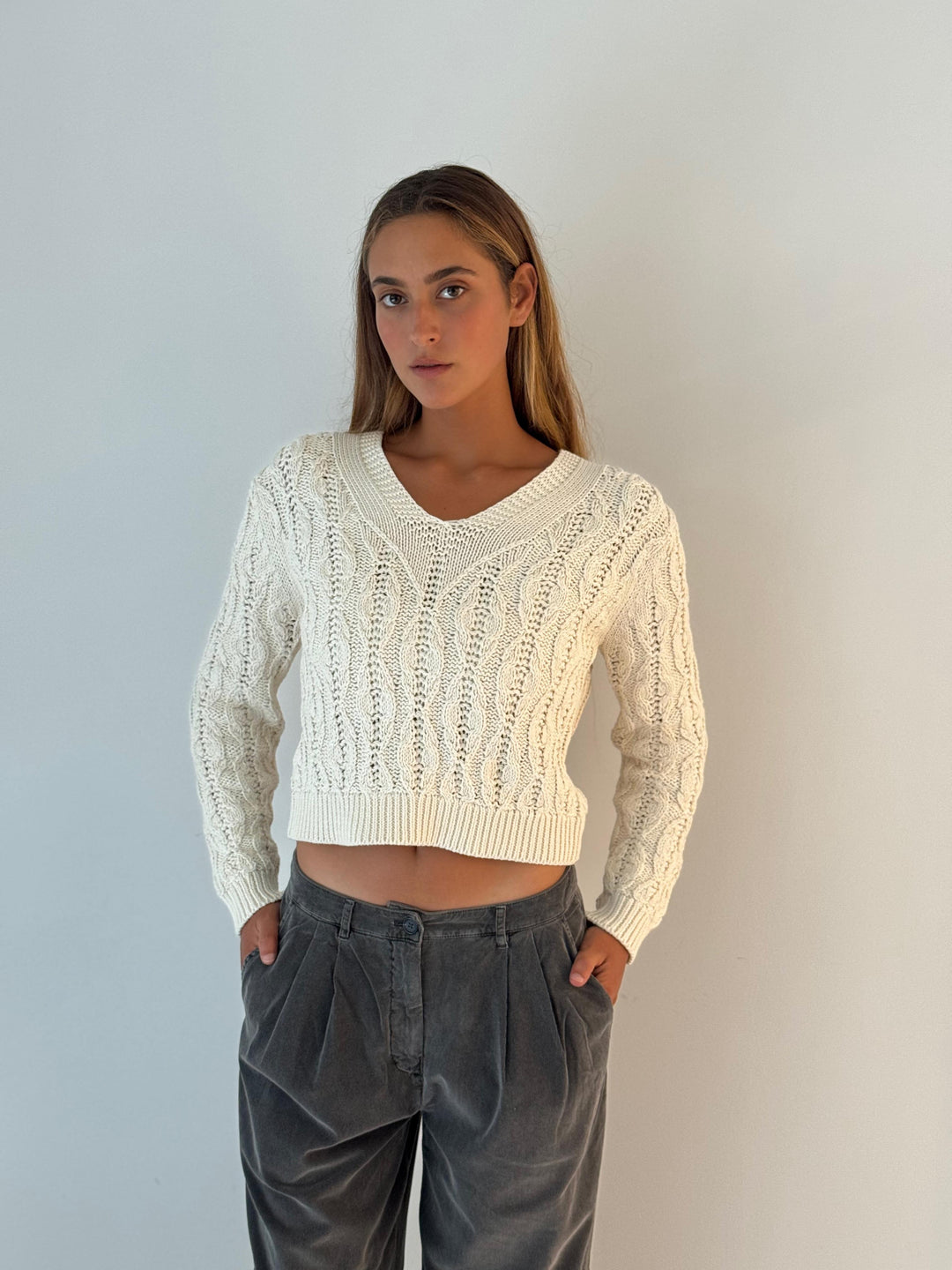 Joyce v-neck sweater IVORY