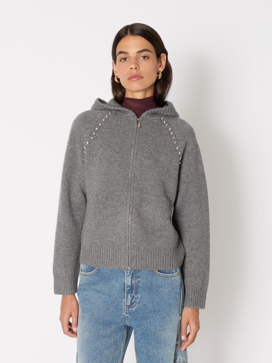 Zip hoodie detail strass MELANGE GREY
