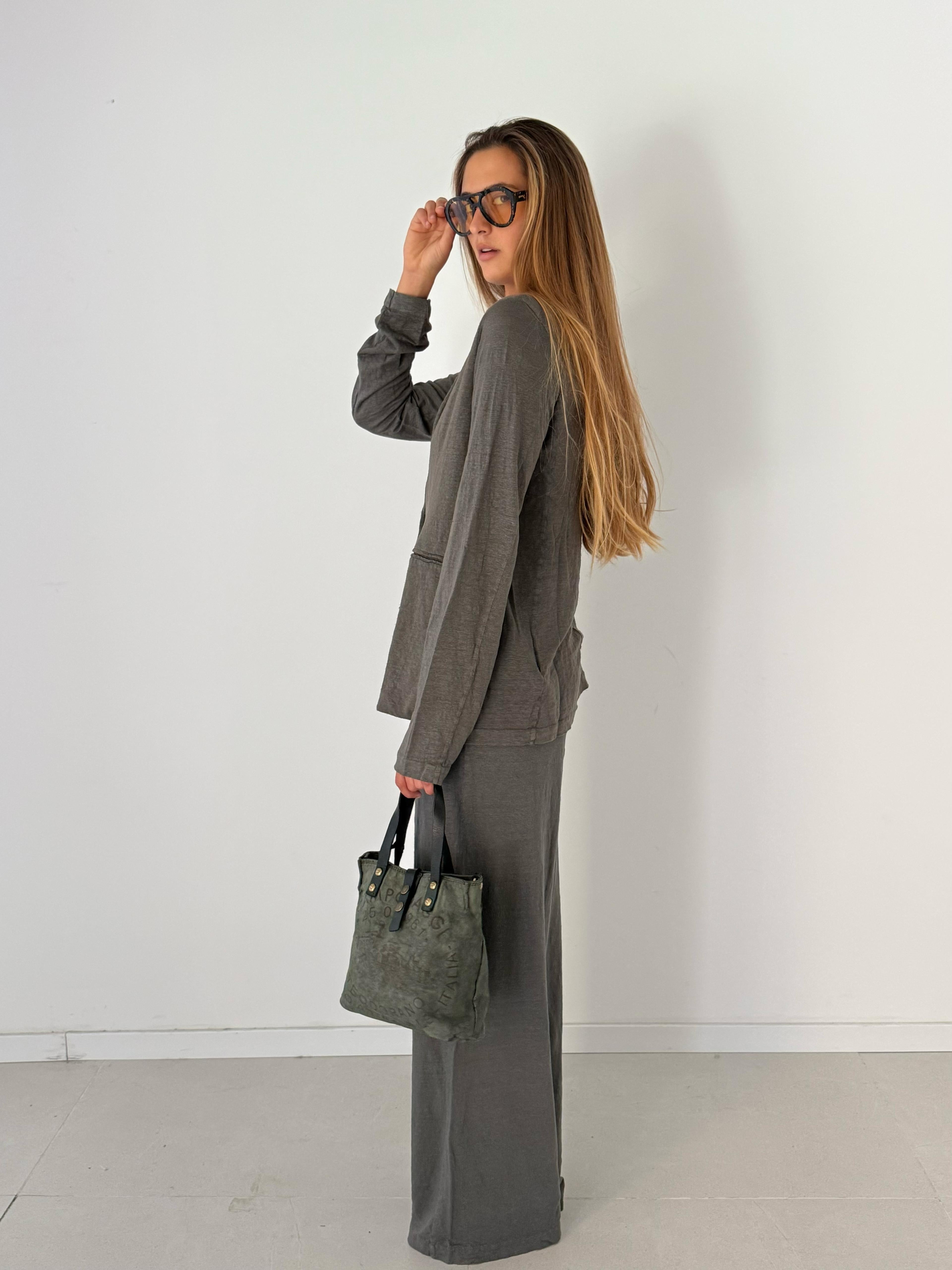 Jacket piped pockets PEBBLE