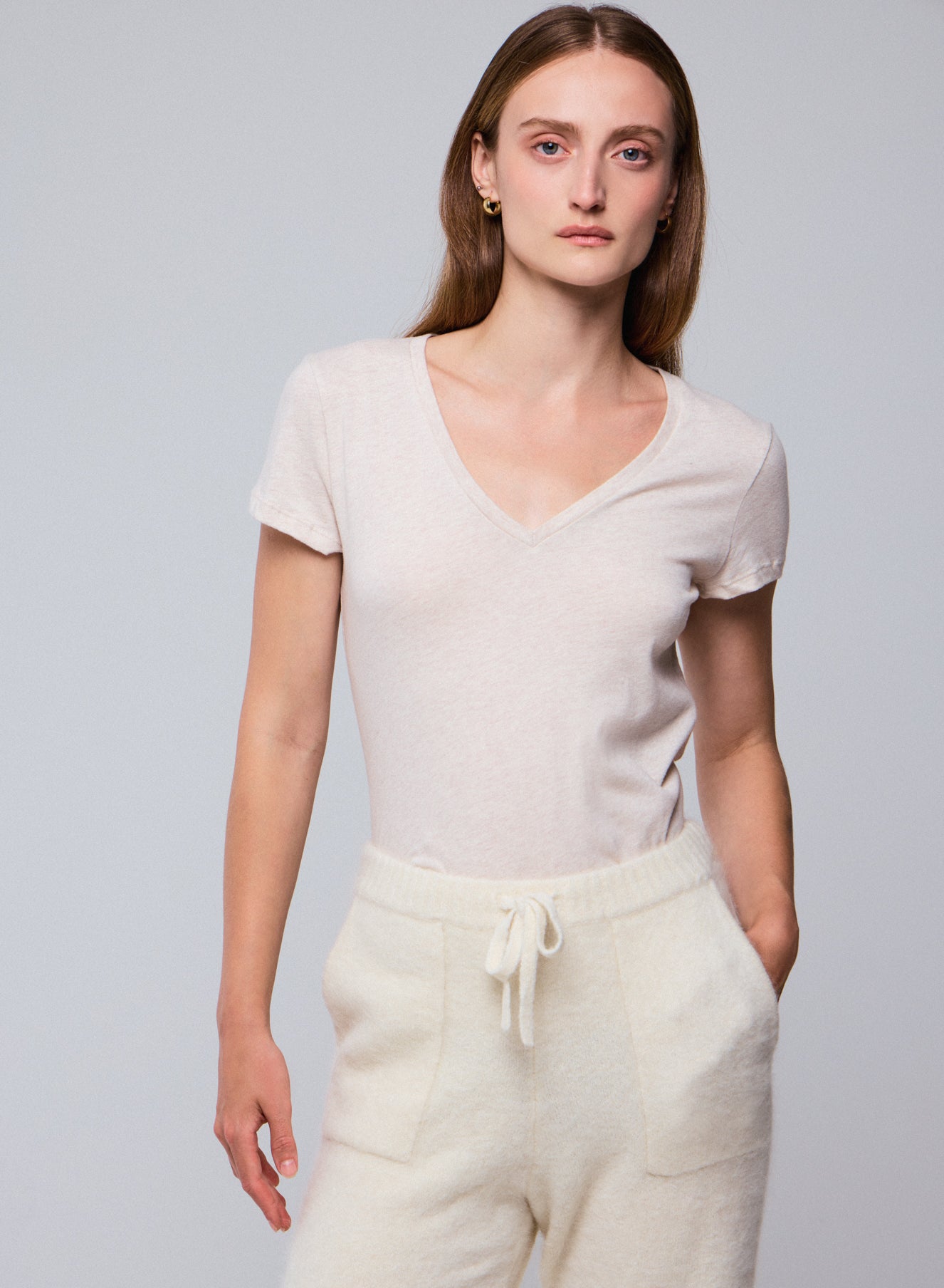 v neck shirt IVORE CHINE