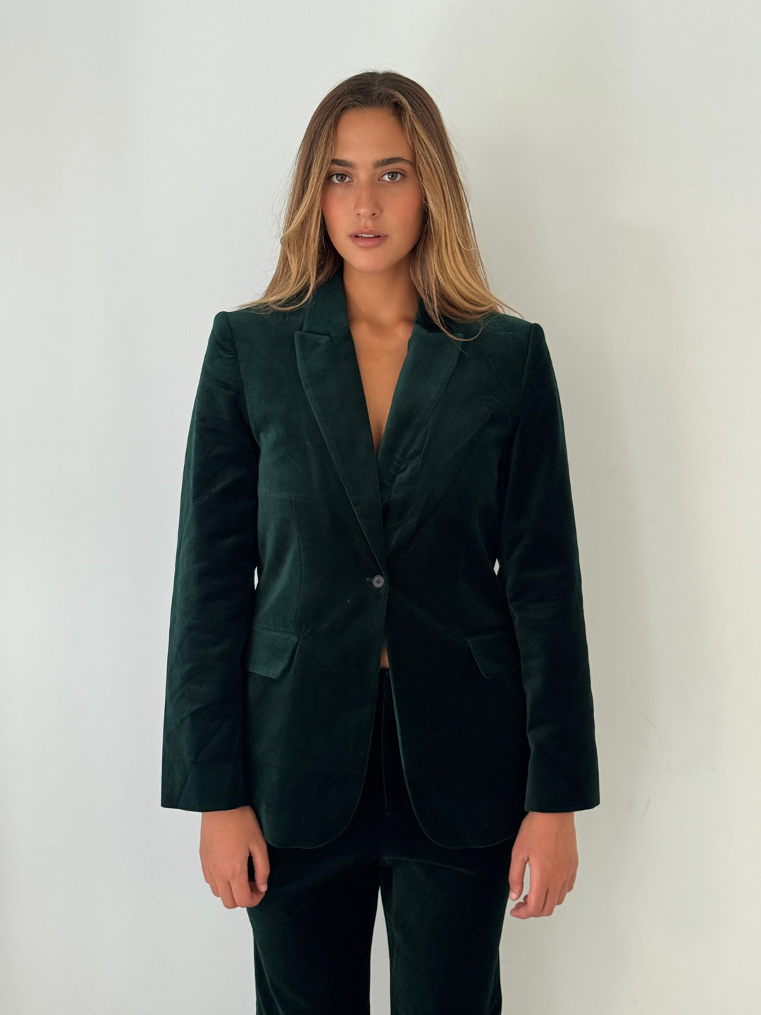 Fitted velvet blazer GREEN