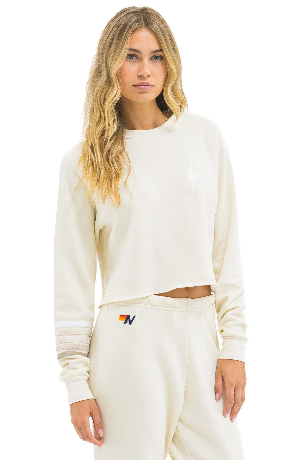 Bolt rugby stitch crop sweatshirt V.WHITE/WHT GRY