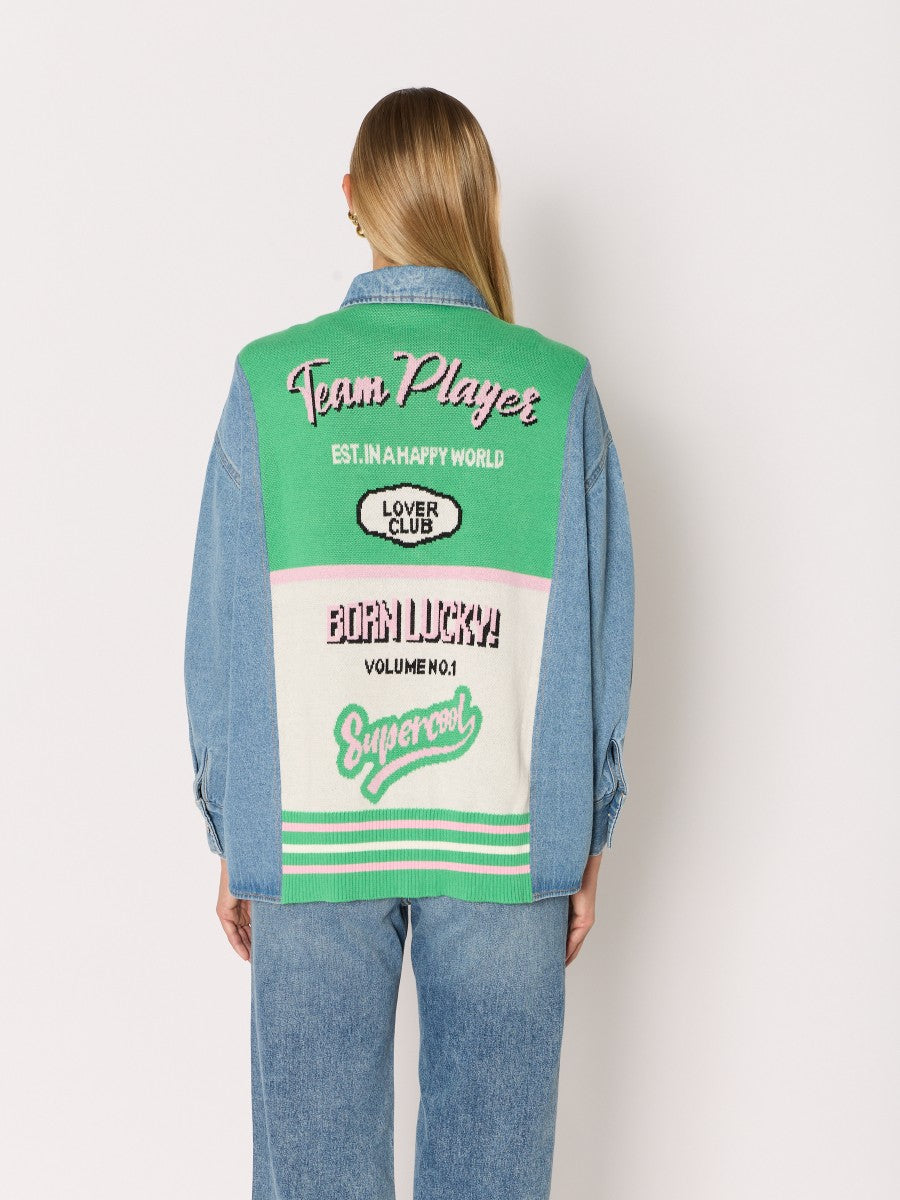 Knitted jacket BLUE DENIM