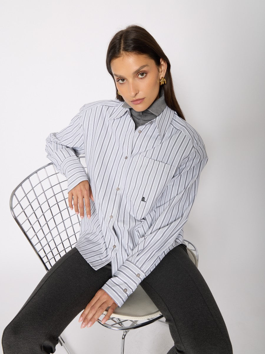 Oversized button up shirt GREY STRIPES