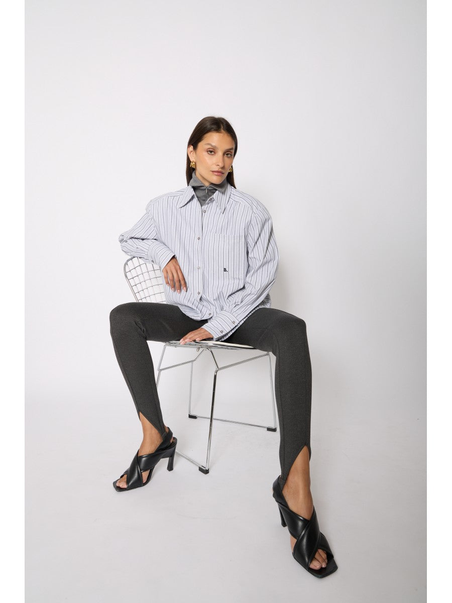 Oversized button up shirt GREY STRIPES