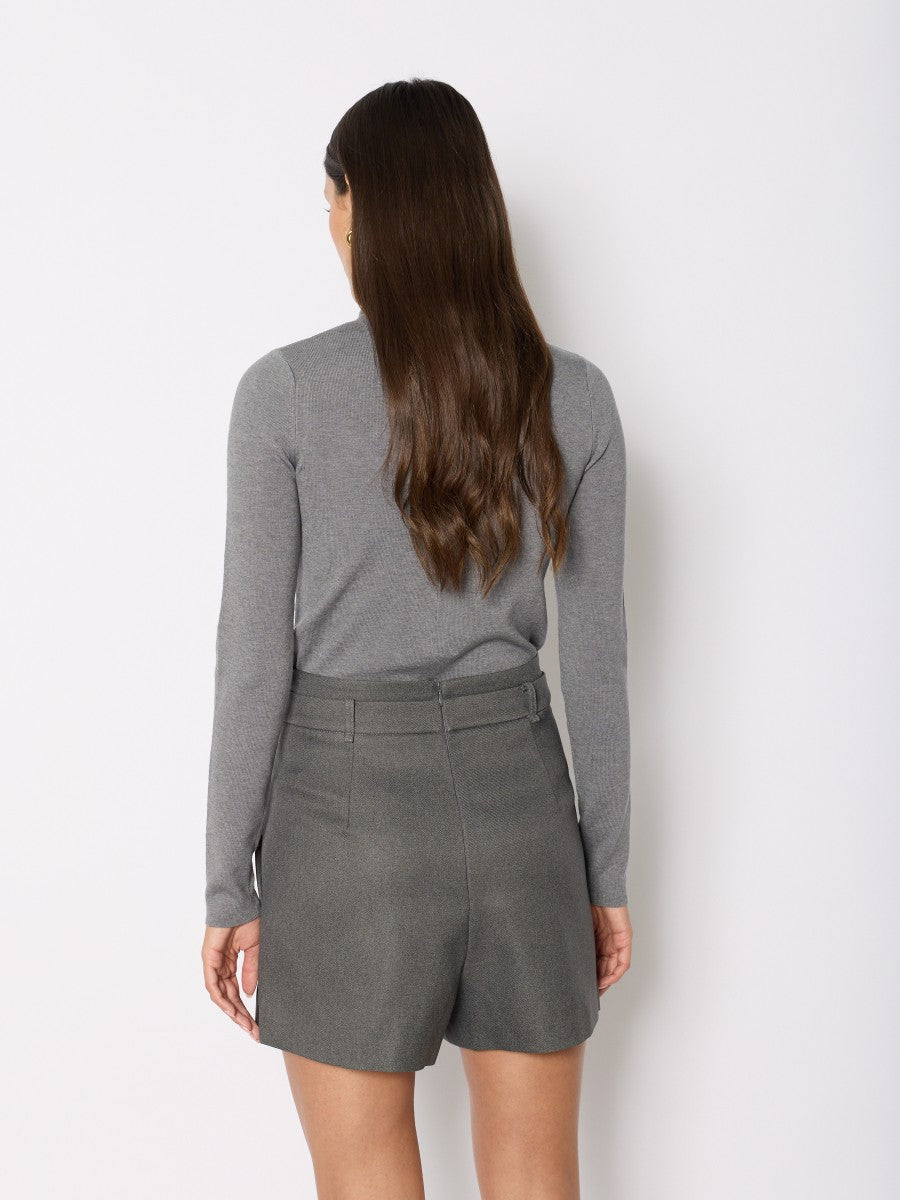 Mini skirt w waist pleats GREY