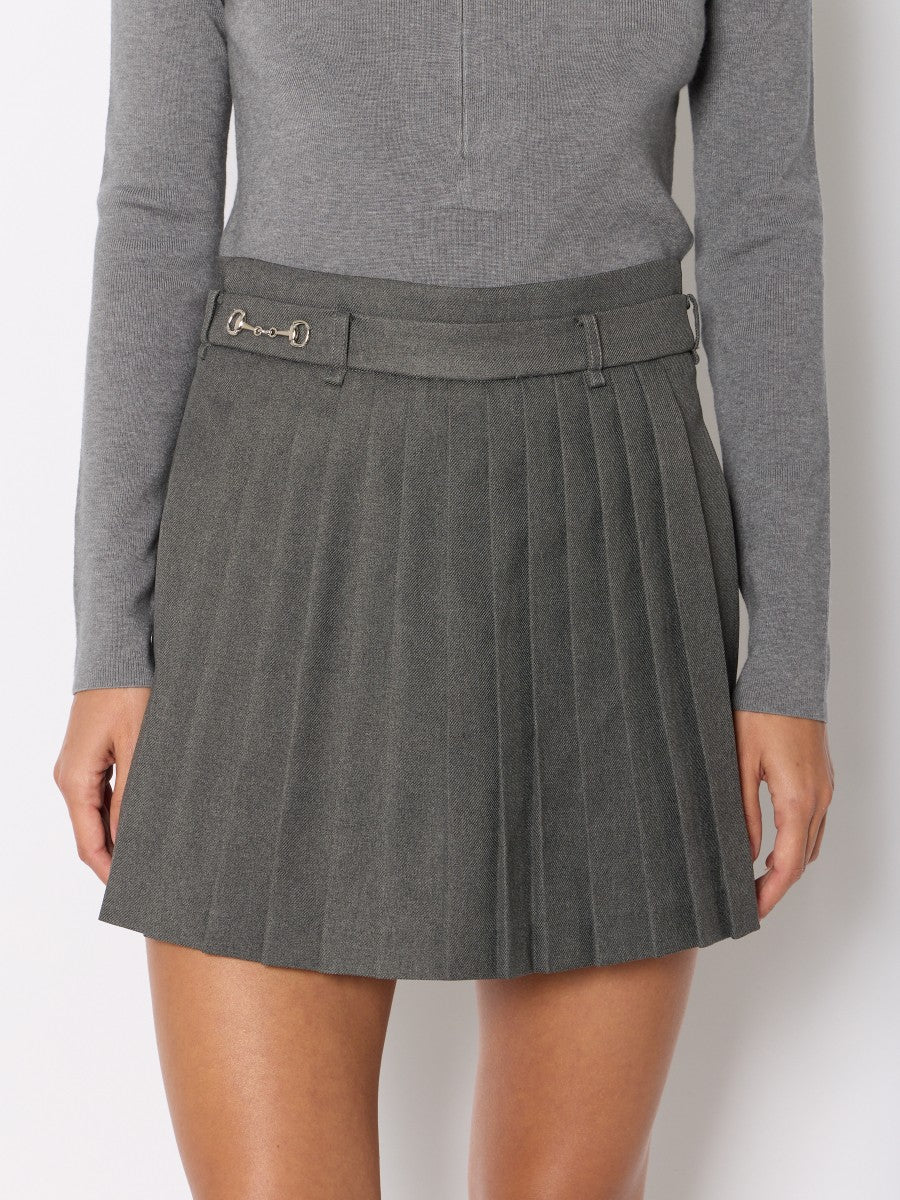 Mini skirt w waist pleats GREY