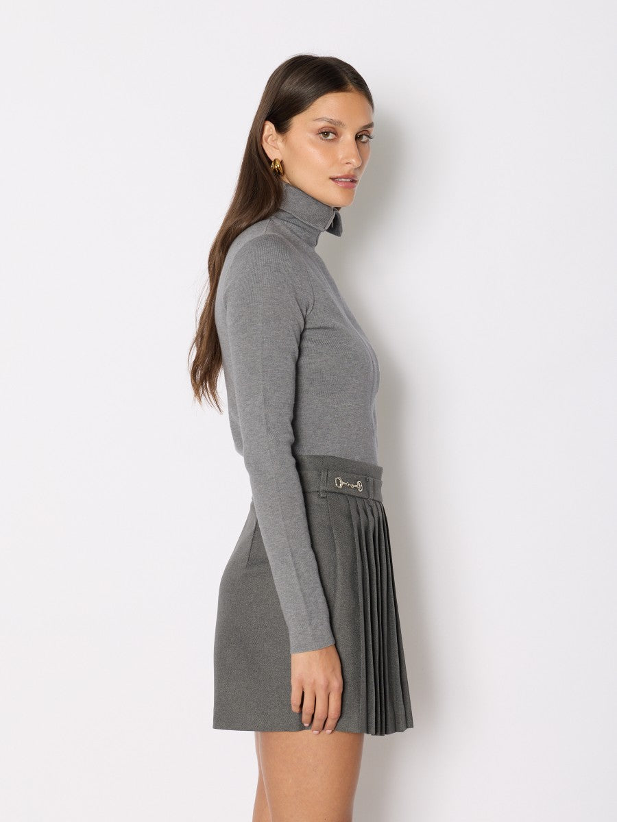 Mini skirt w waist pleats GREY