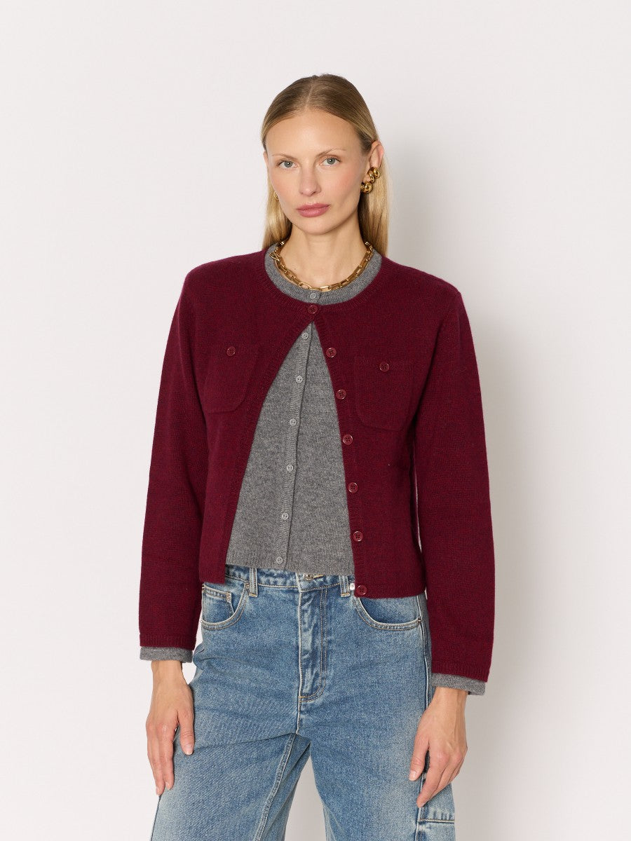 Double layer cardigan BURGUNDY