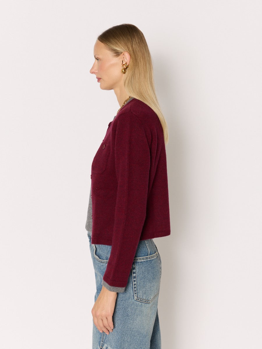 Double layer cardigan BURGUNDY