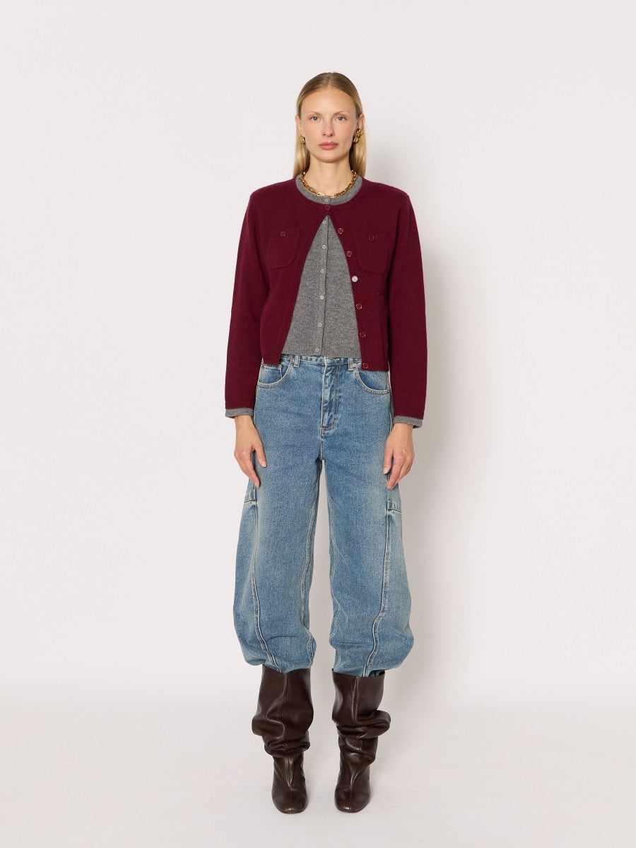 Double layer cardigan BURGUNDY