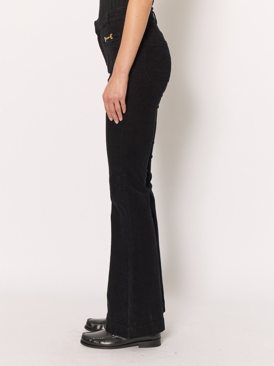 Flared jeans w patch pocket BLACK