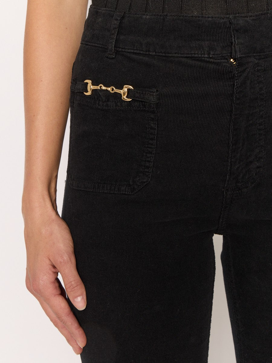 Flared jeans w patch pocket BLACK