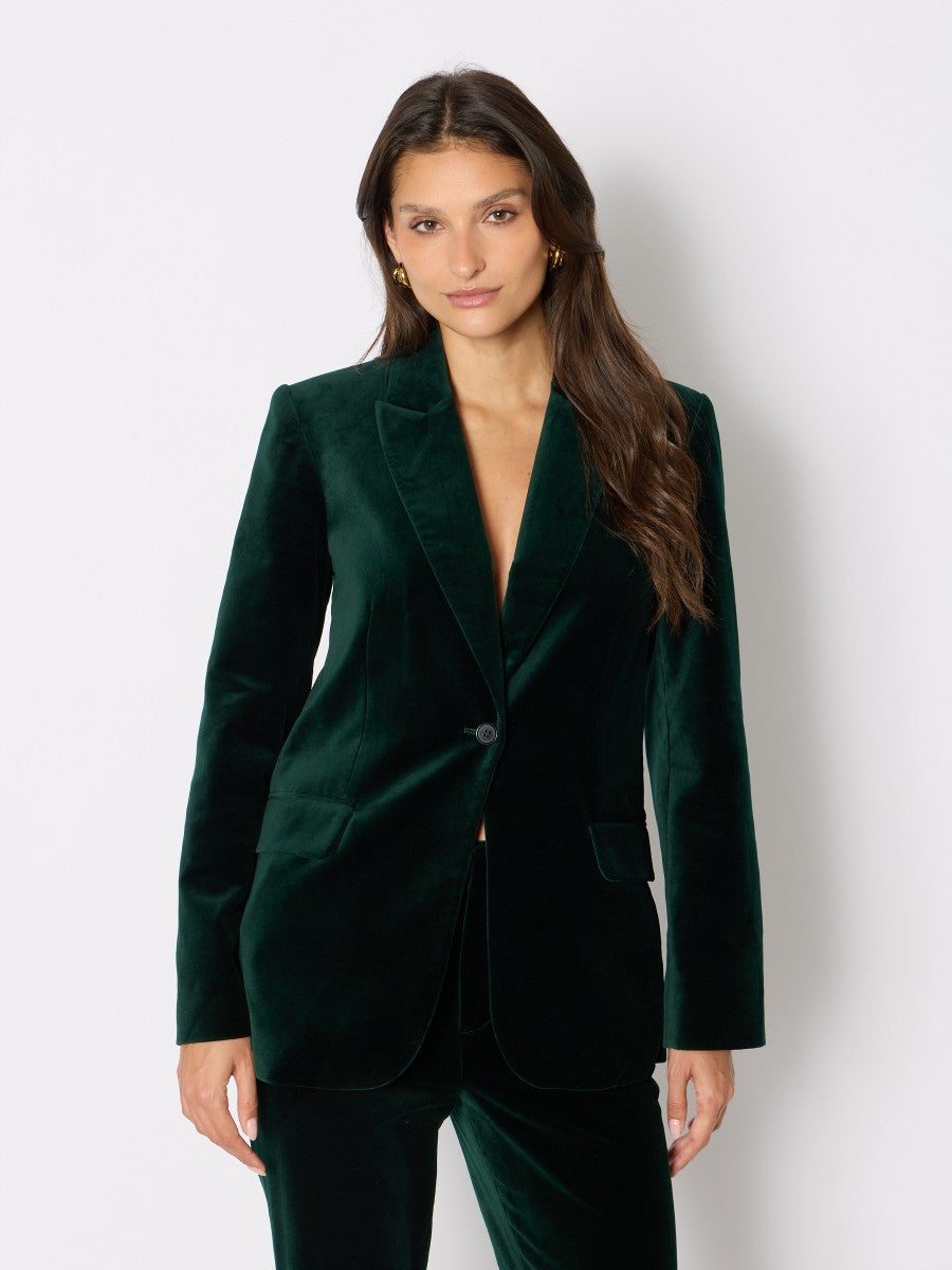 Fitted velvet blazer GREEN