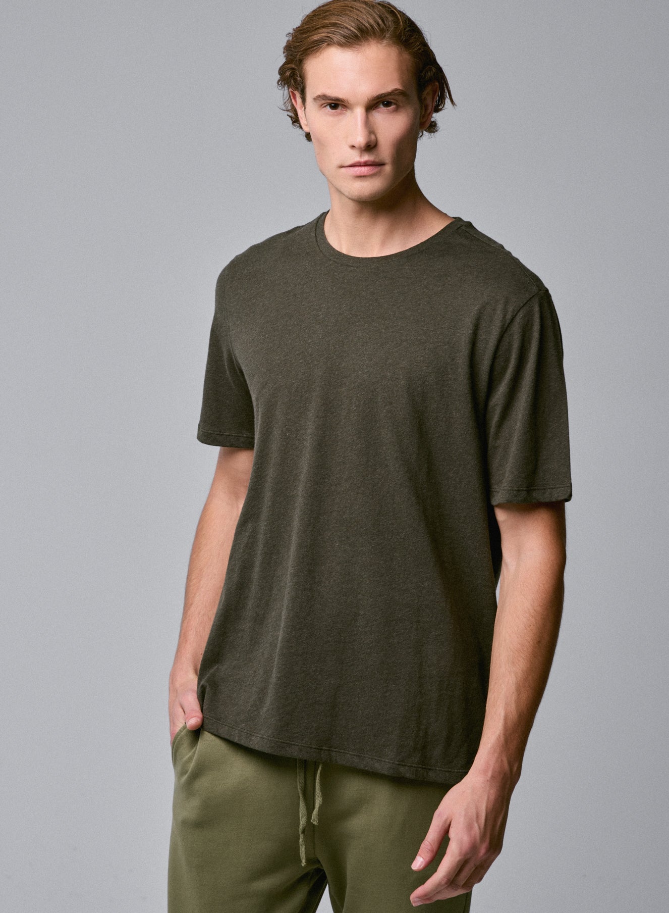 Julien, round neck short slv FOREST CHINE