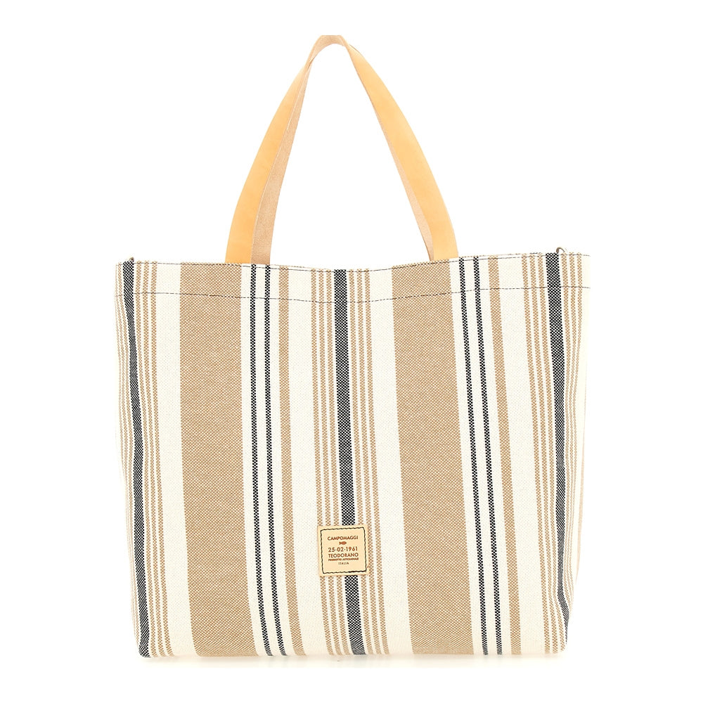 Shopping bag fabric+print BROWN