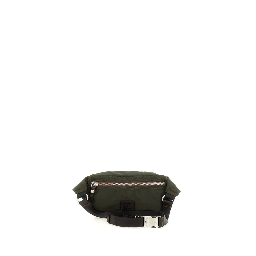 etna waist bag nylon+cow MILITARY+BROWN