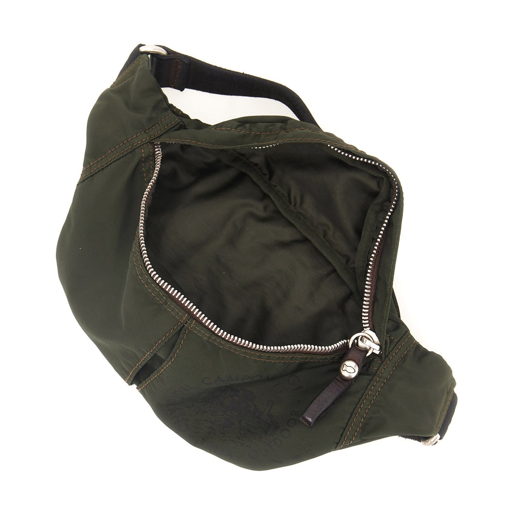 etna waist bag nylon+cow MILITARY+BROWN