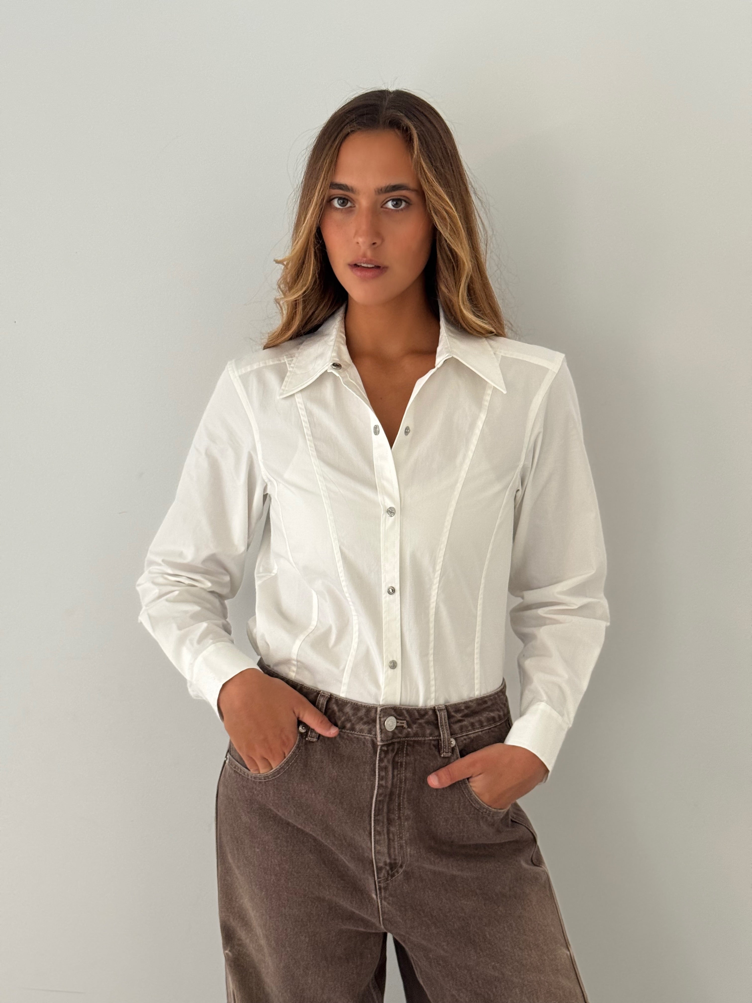 Slim fit button up shirt WHITE