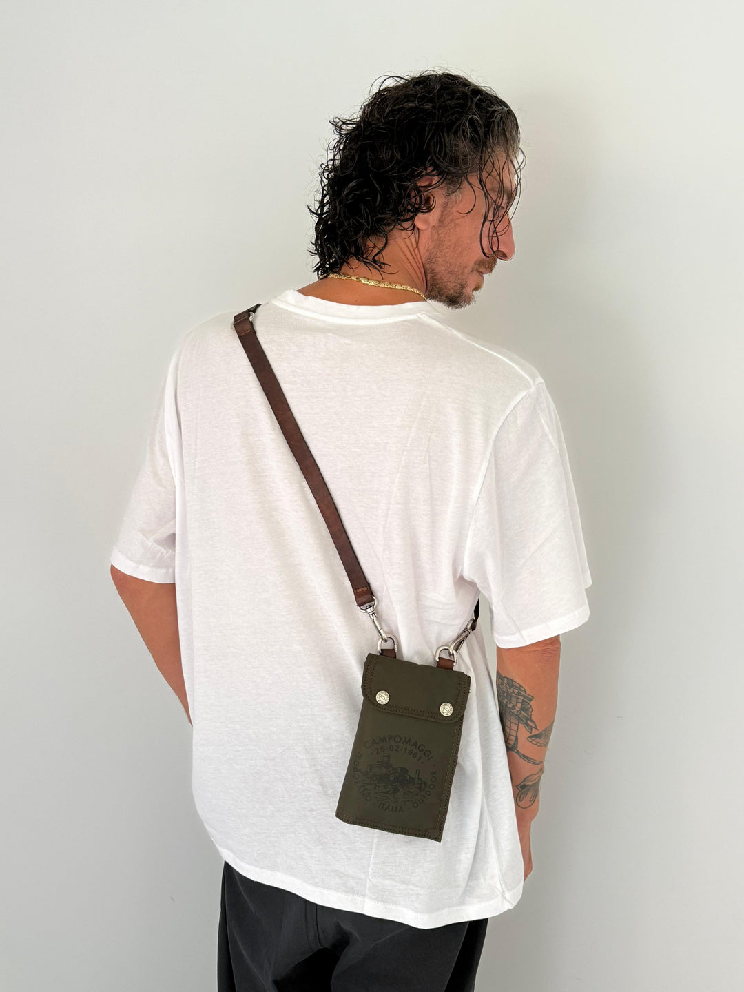 bermina phone holder nylon+cow MILITARY+BROWN
