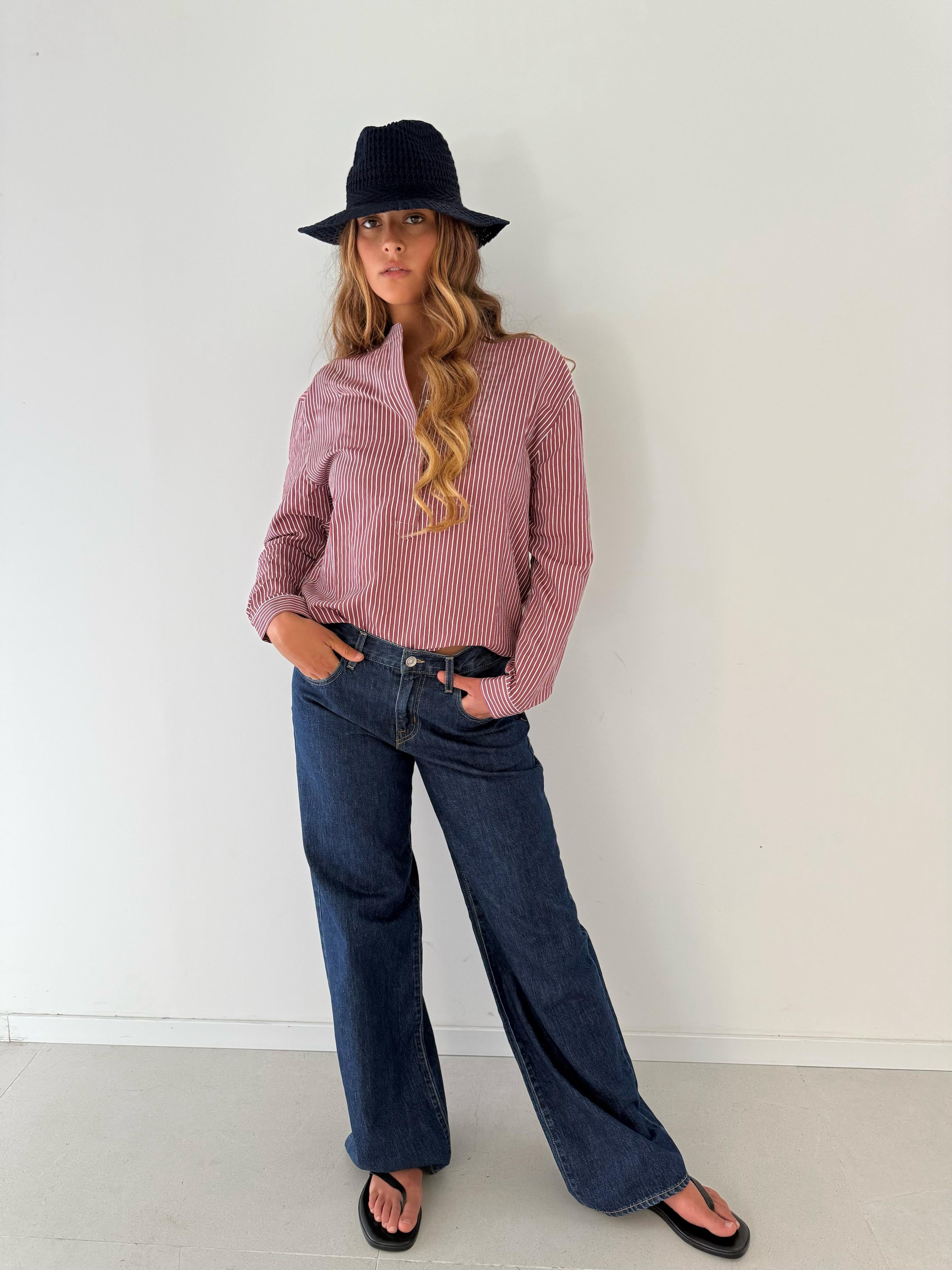 Claudie shirt RAYURE OLD PINK