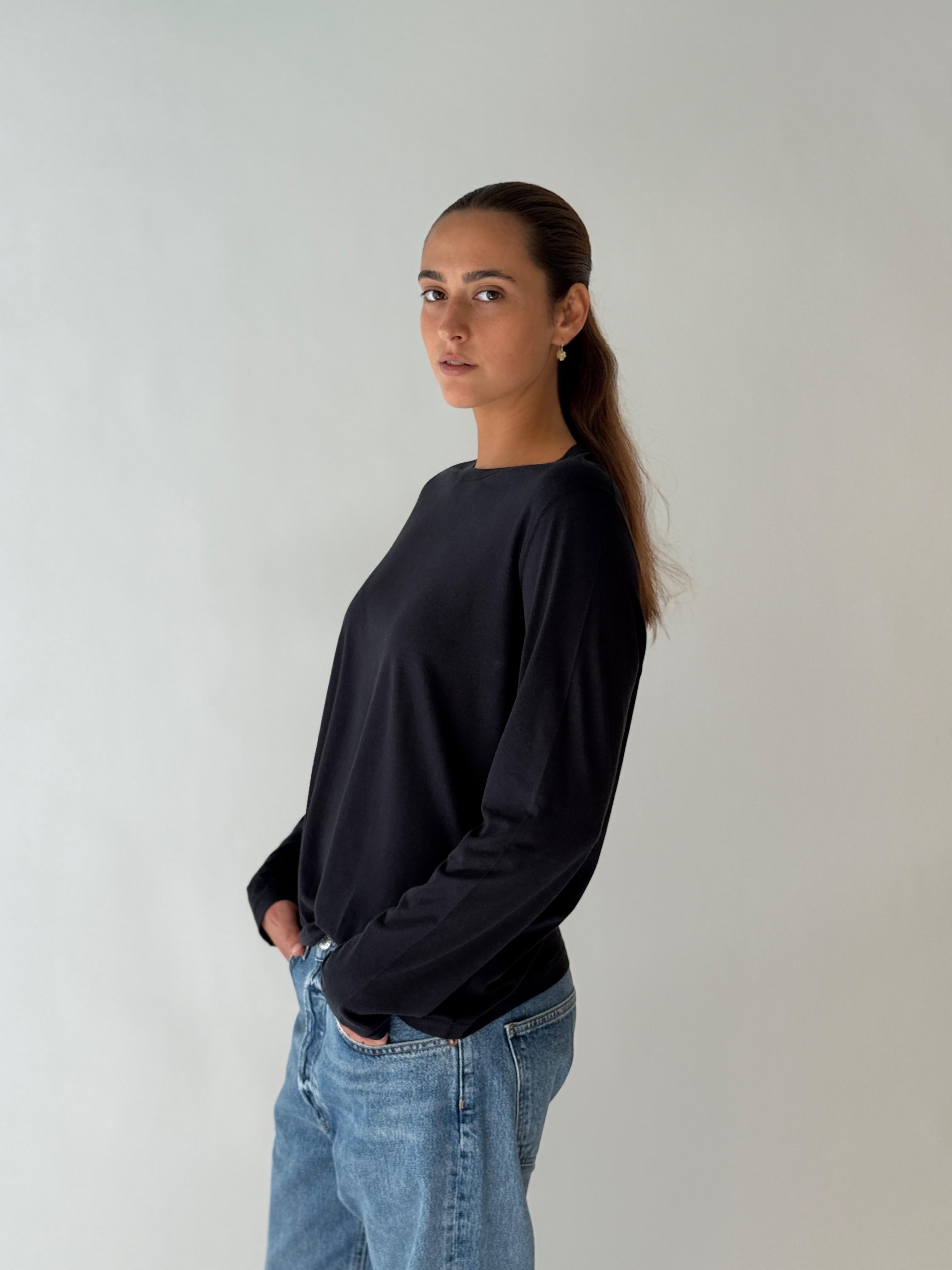 Long sleeve scoop neck tee NAVY
