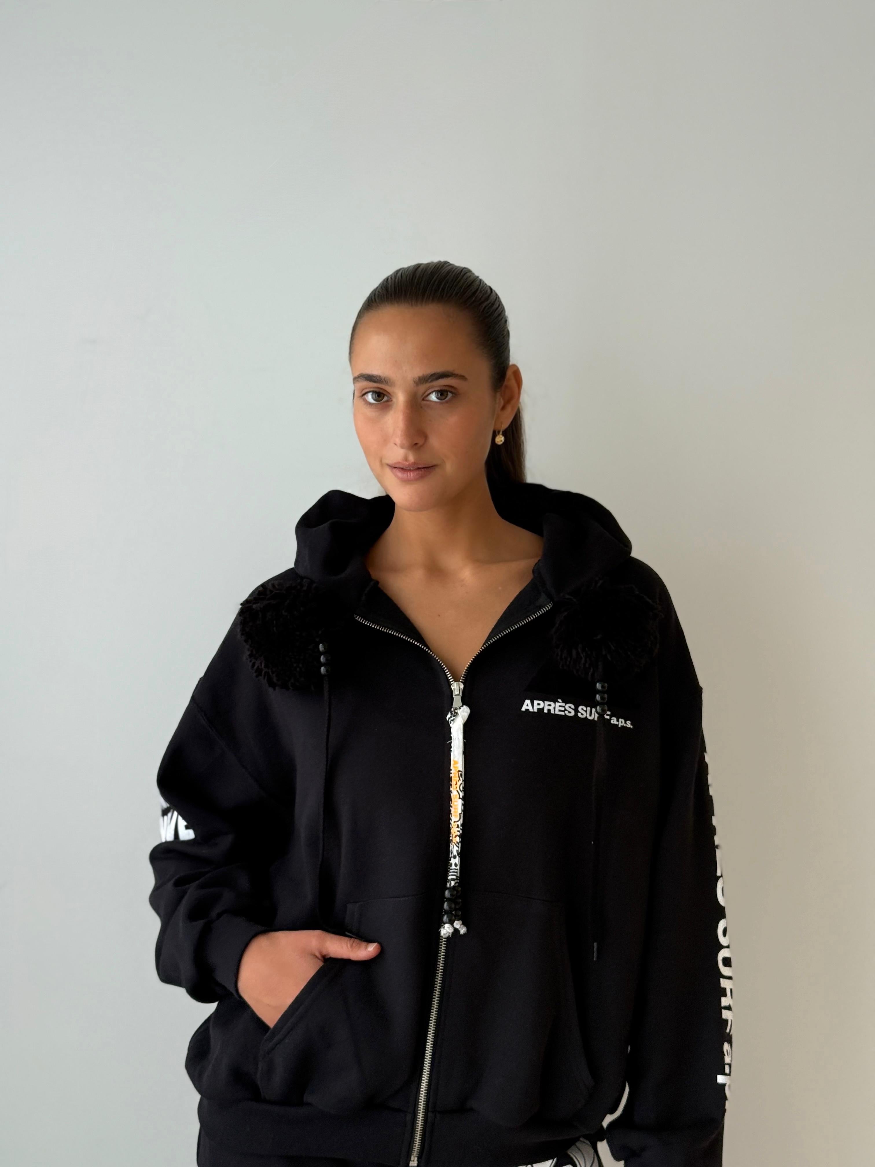 Felpa crop zip new BLACK