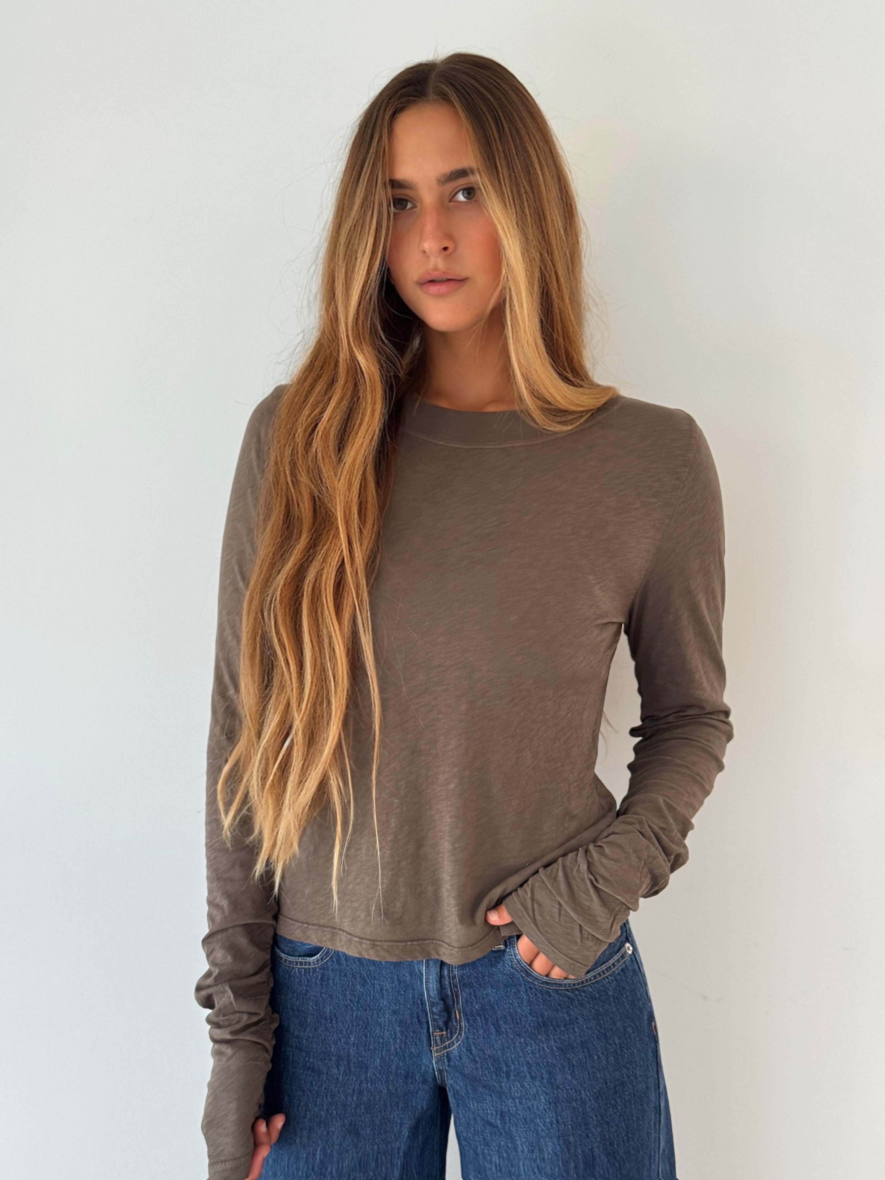 Priya long sleeve round neck CLOVE