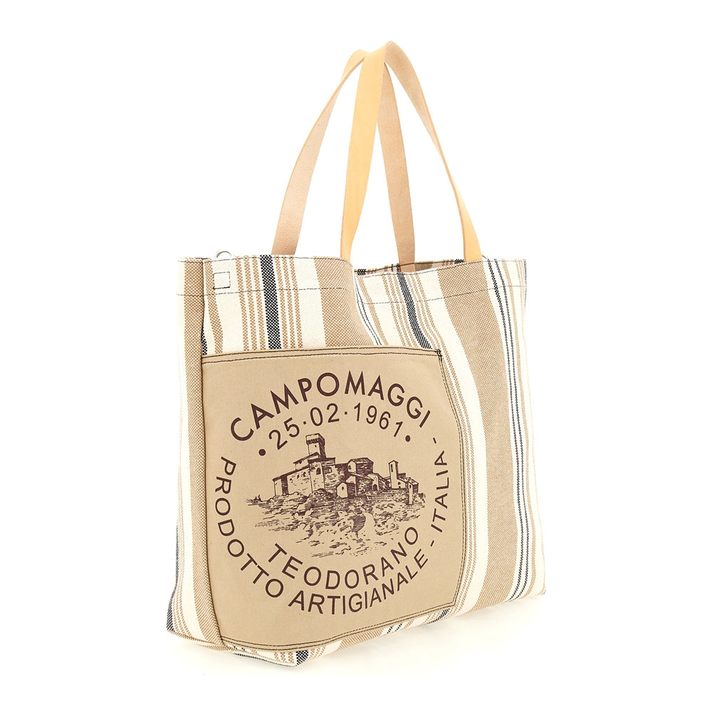 Shopping bag fabric+print BROWN