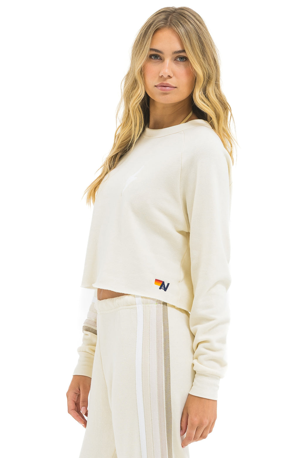 Bolt rugby stitch crop sweatshirt V.WHITE/WHT GRY