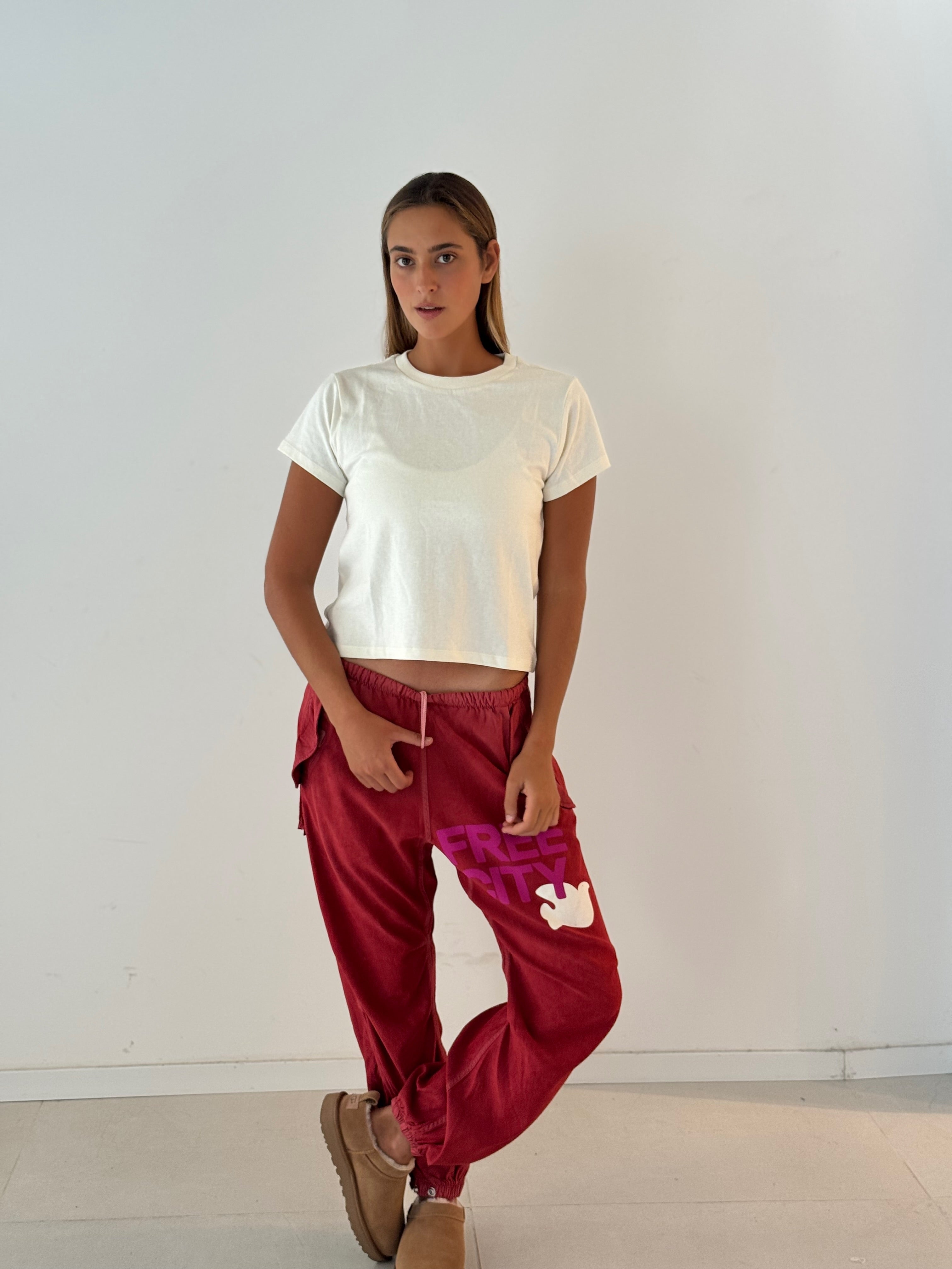 Flap/snap satin airjump pant ARTYARD RED