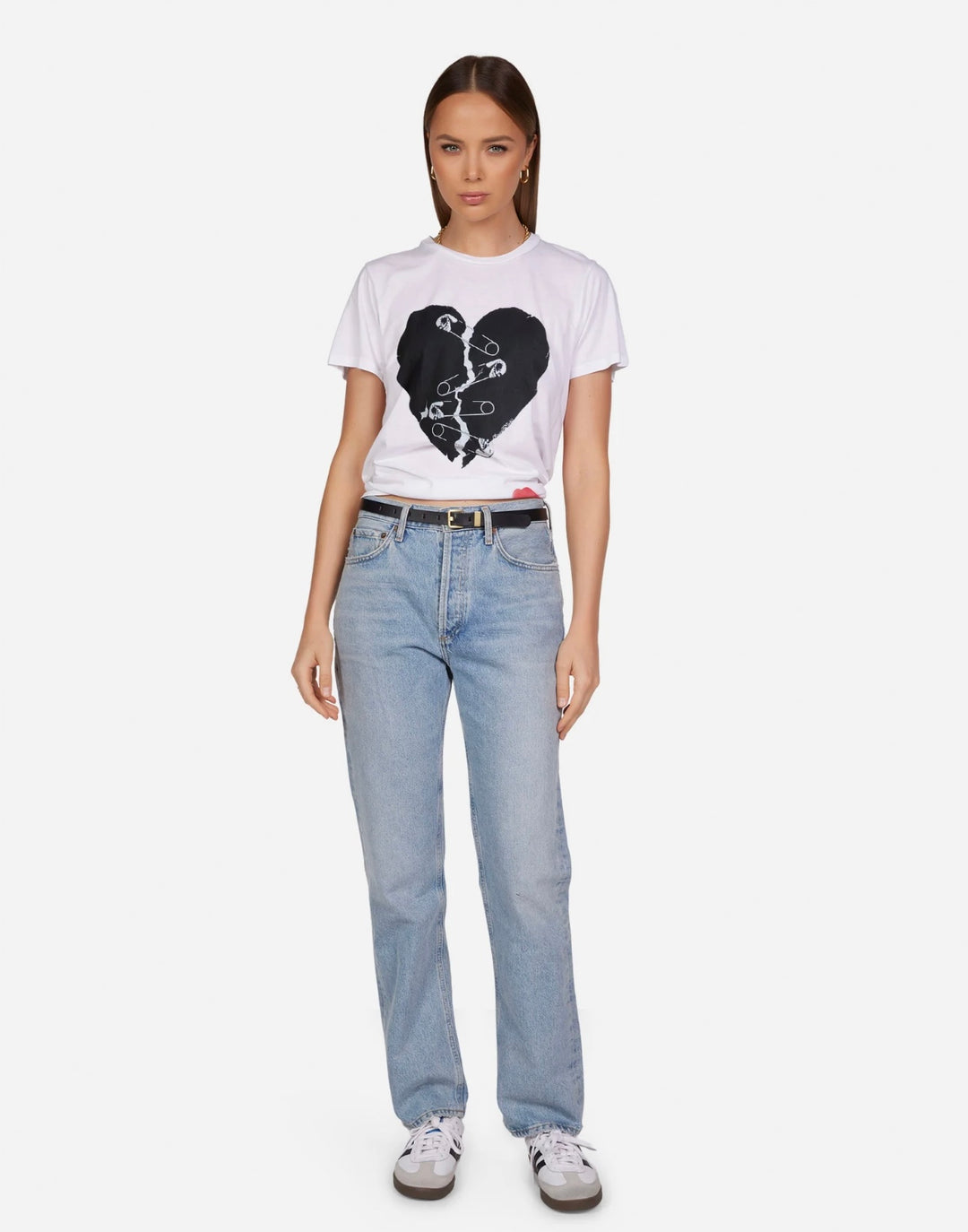 Wolf safety pin heart WHITE