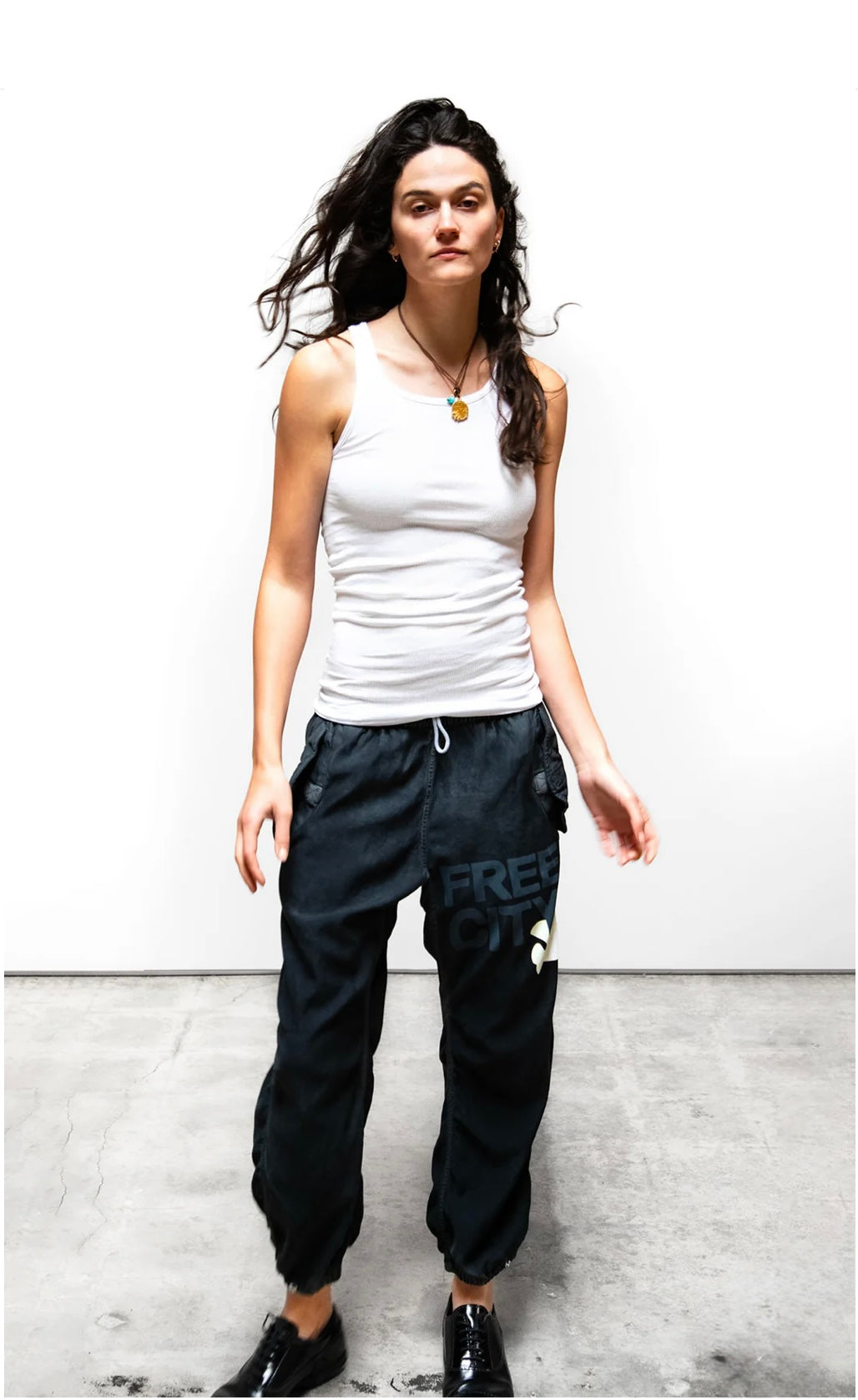 Flap/snap satin airjump pant SUPERBLACK