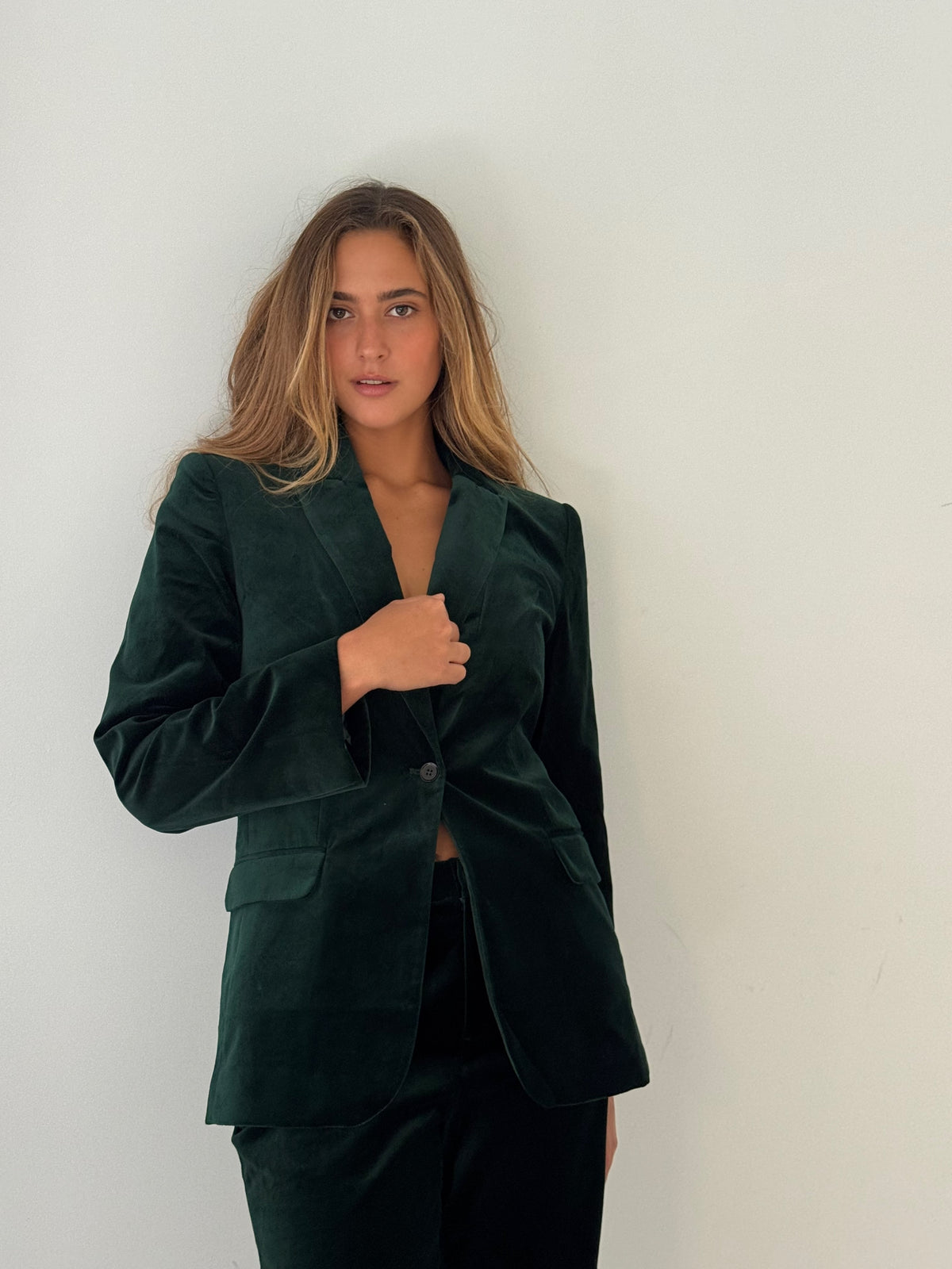 Fitted velvet blazer GREEN