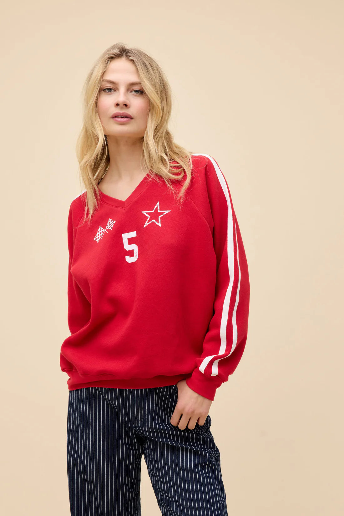 5 Star racing v-neck sweatshirt RED