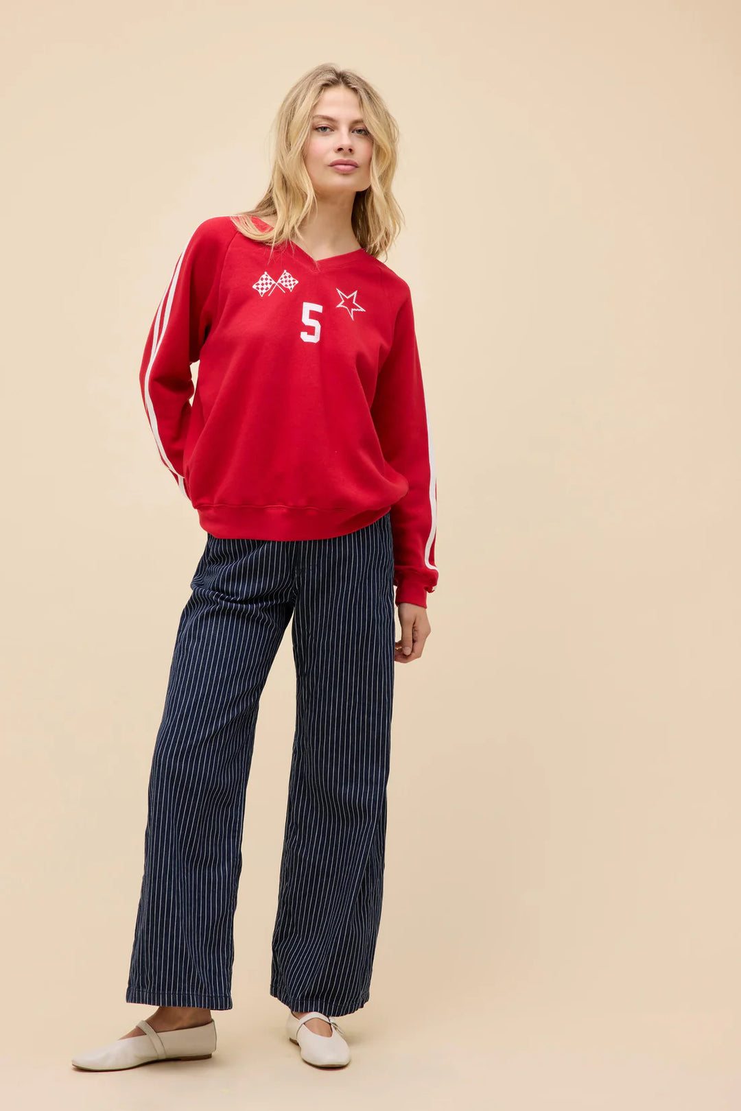 5 Star racing v-neck sweatshirt RED