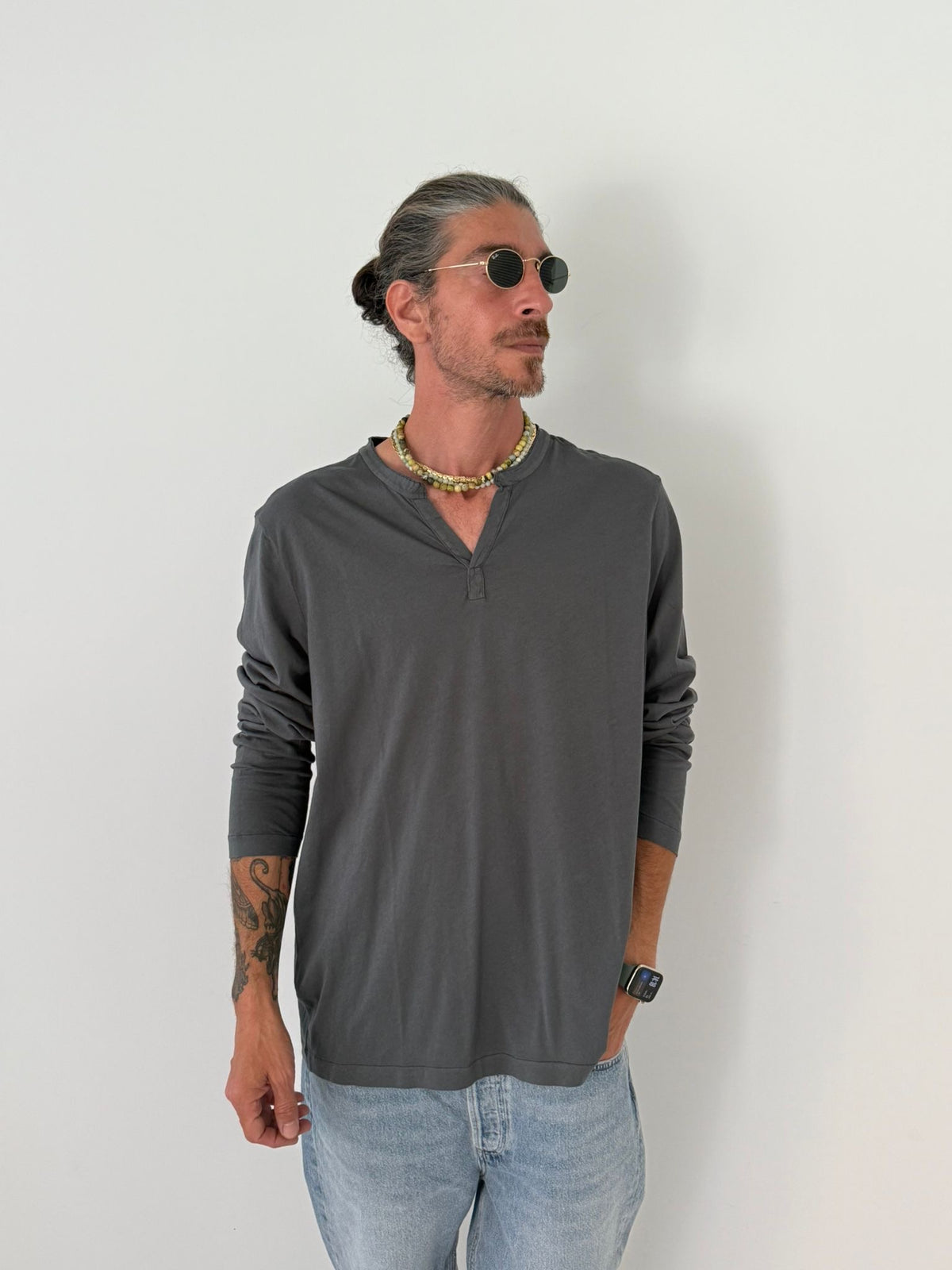 Tunisian neck elbow slv PEBBLE