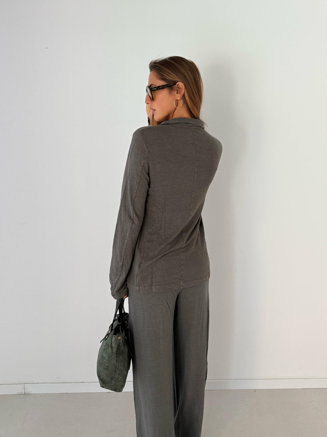 Jacket piped pockets PEBBLE