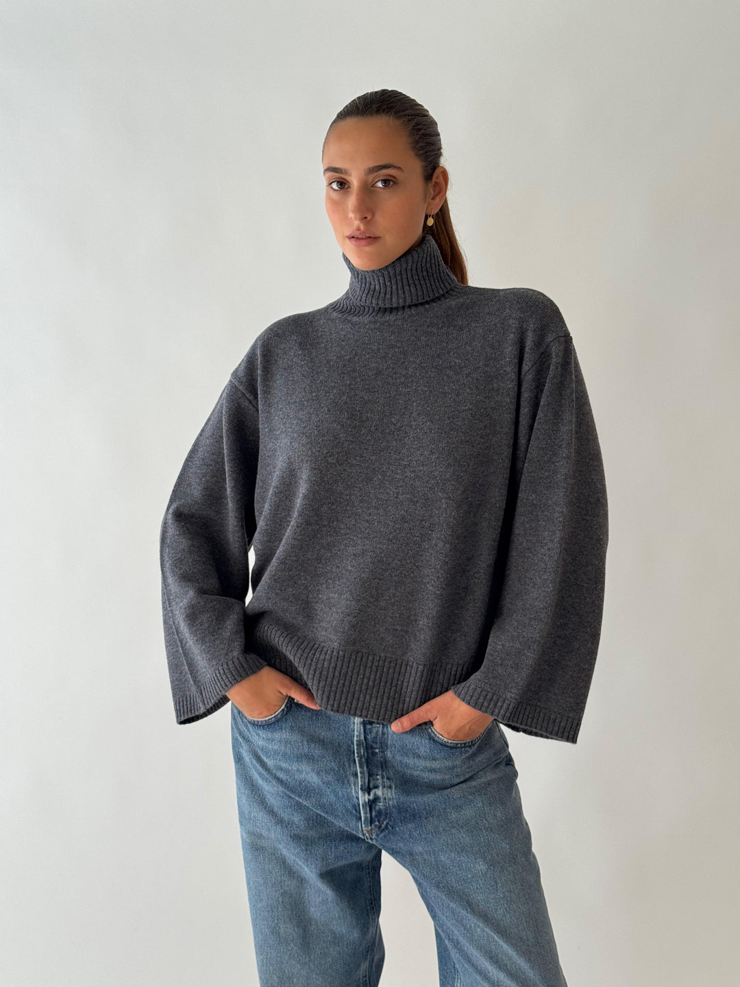 T neck long sleeves H.ANTHRACITE