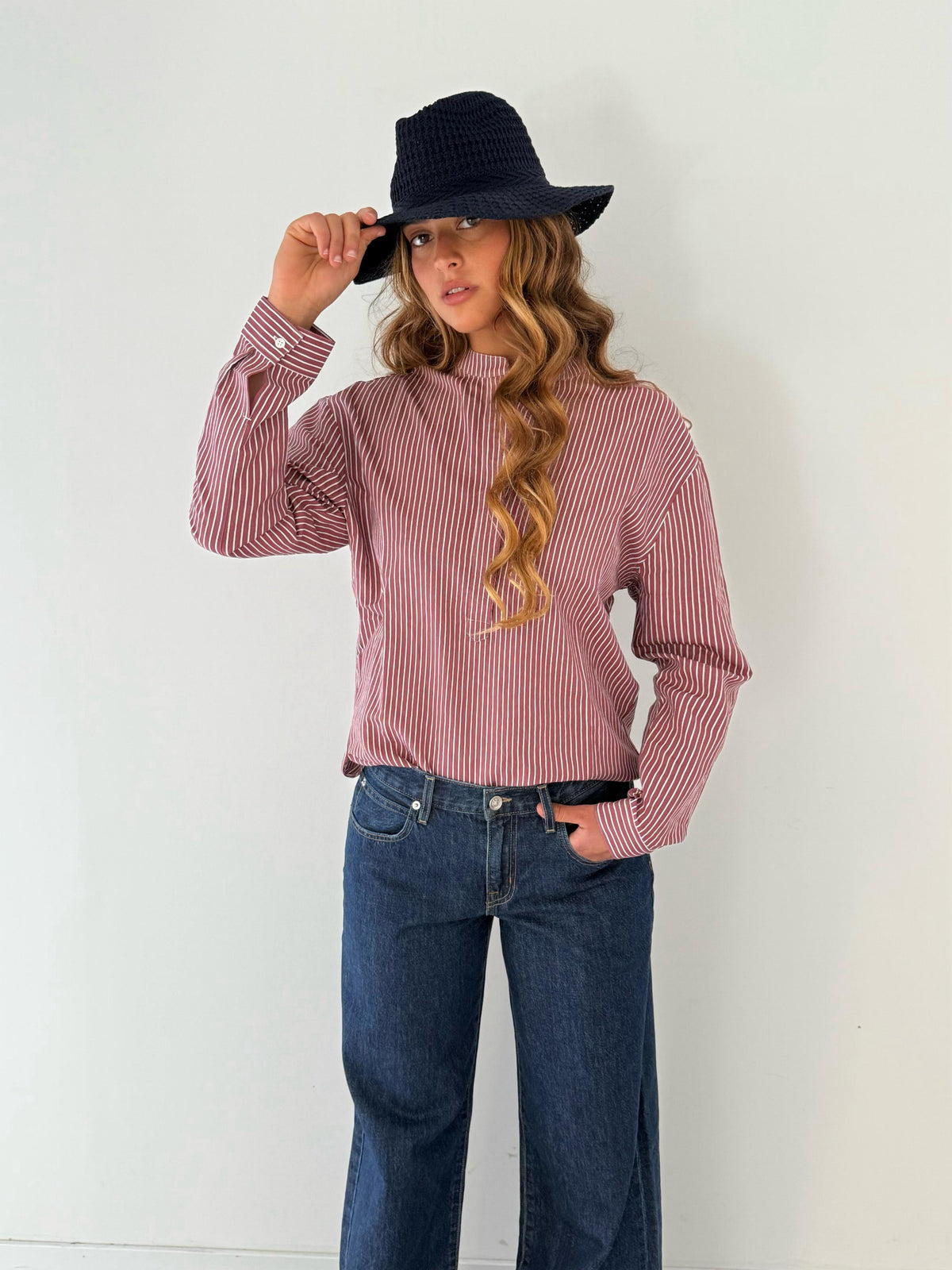Claudie shirt RAYURE OLD PINK