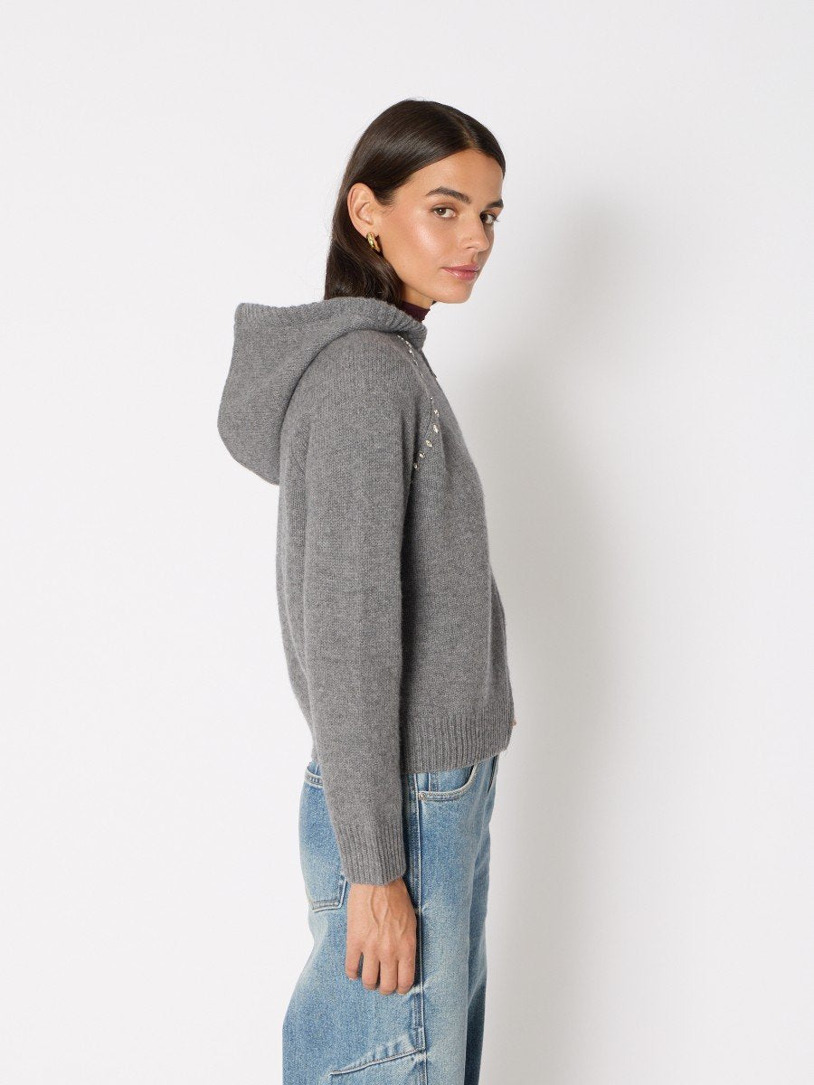 Zip hoodie detail strass MELANGE GREY