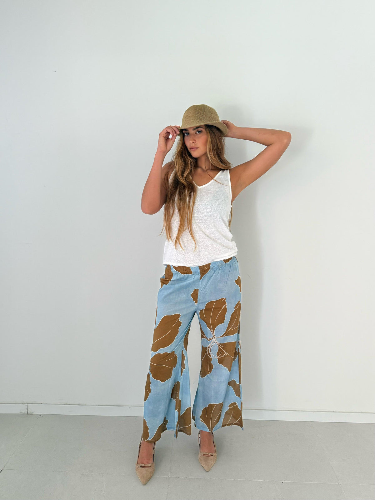 Cadaques palazzo pant POWDER