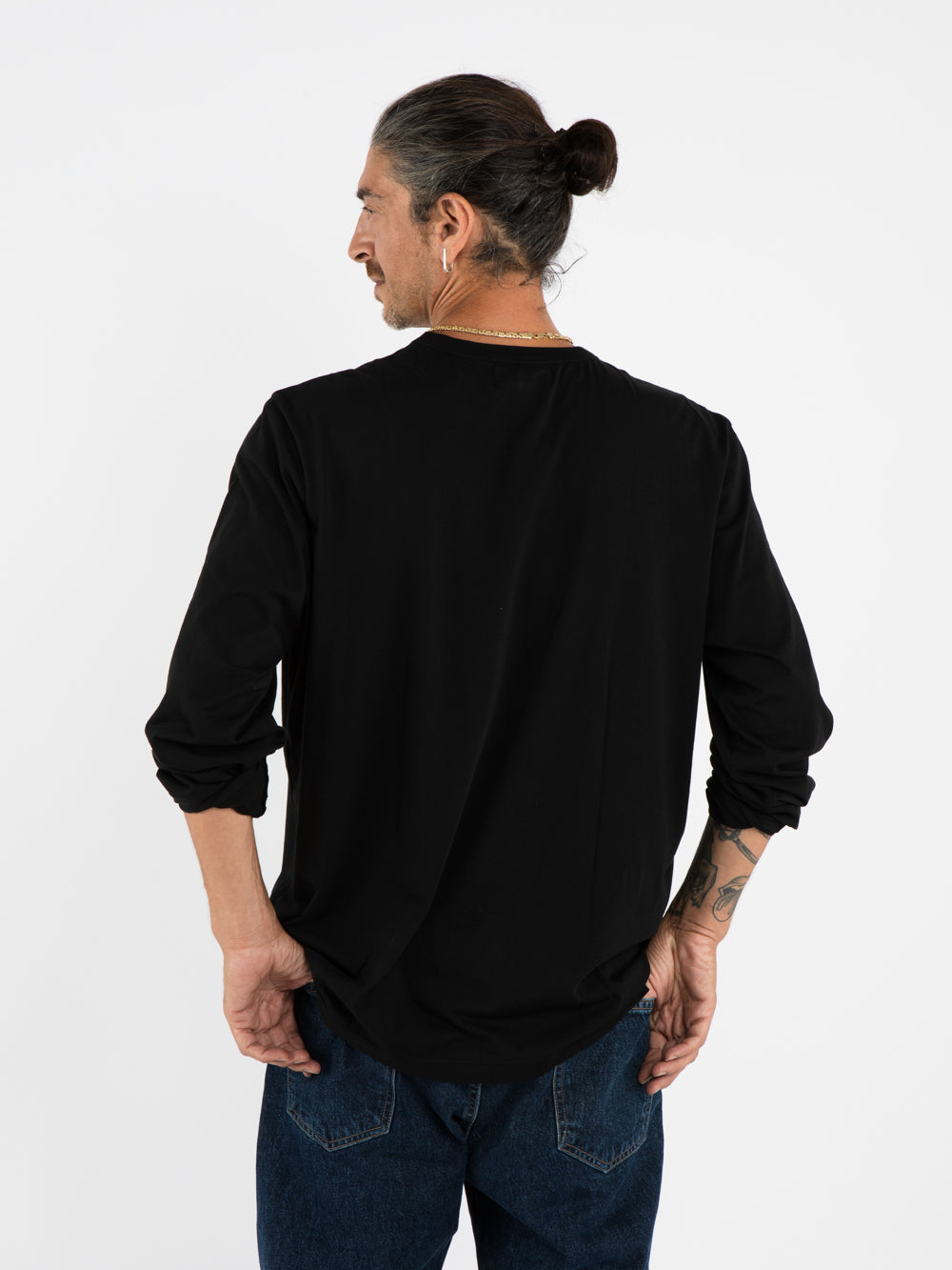 rowland long sleeve crew neck top BLACK