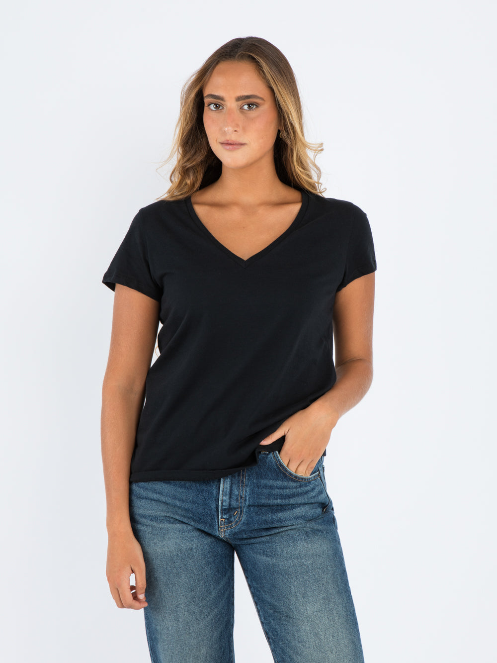 v neck BLACK