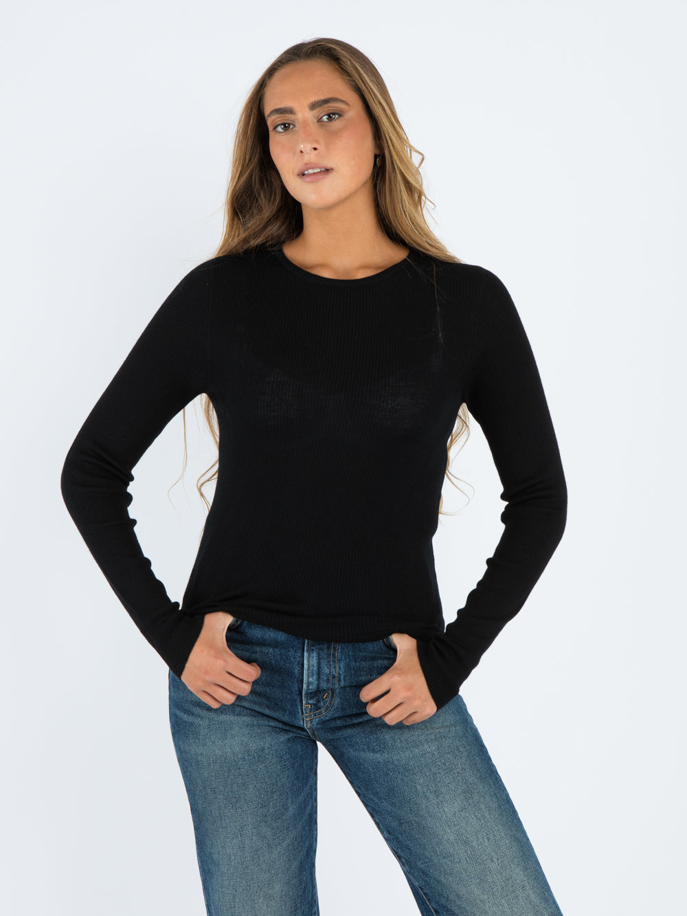 Round neck long sleeves BLACK