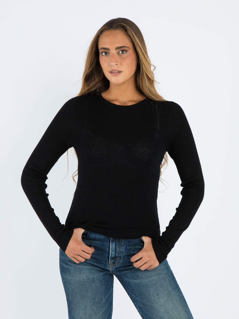 Round neck long sleeve BLACK