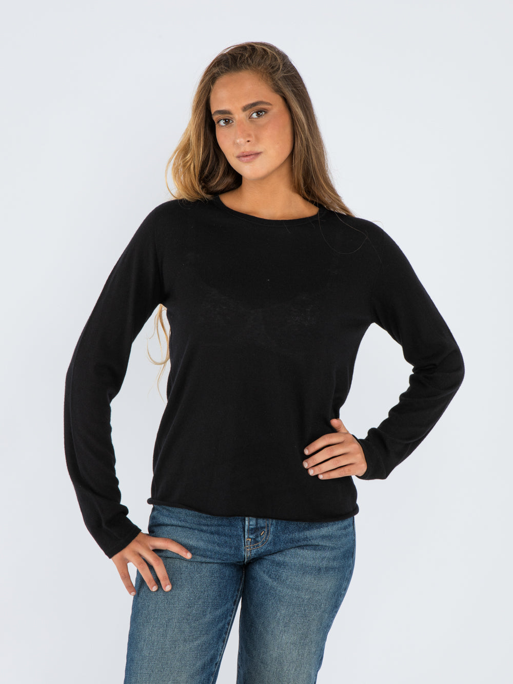 Round neck long sleeves BLACK
