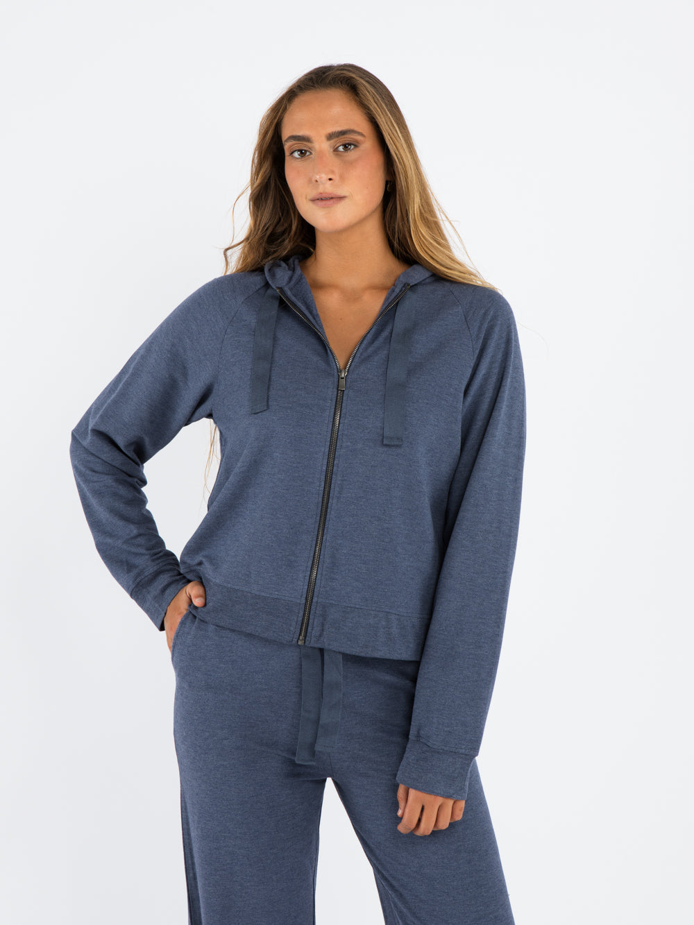 Zip hoody BLUE DENIM